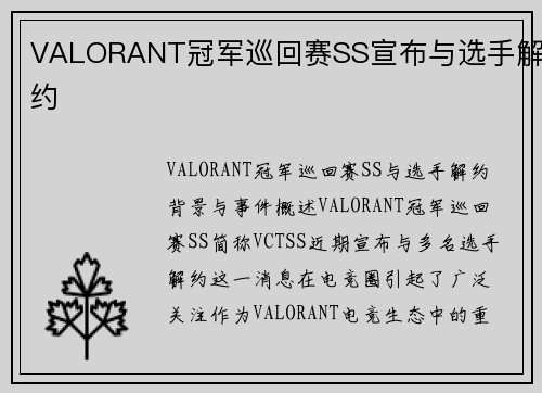 VALORANT冠军巡回赛SS宣布与选手解约